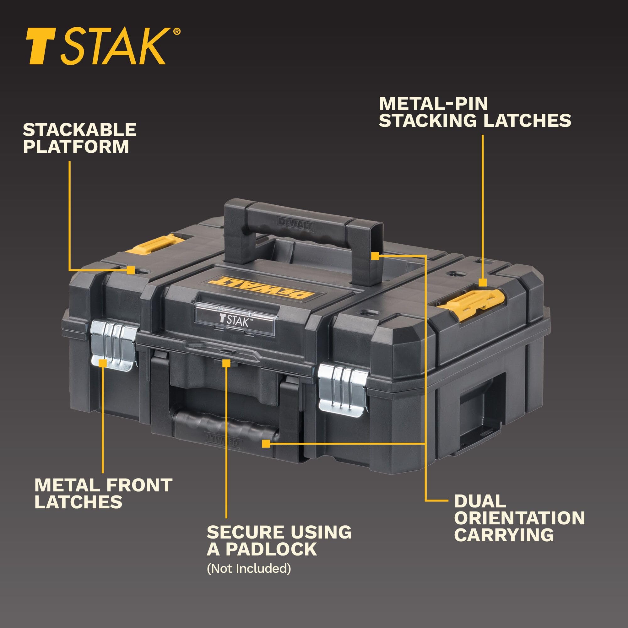 DEWALT TSTAK II top bi-material handle for comfortable carrying