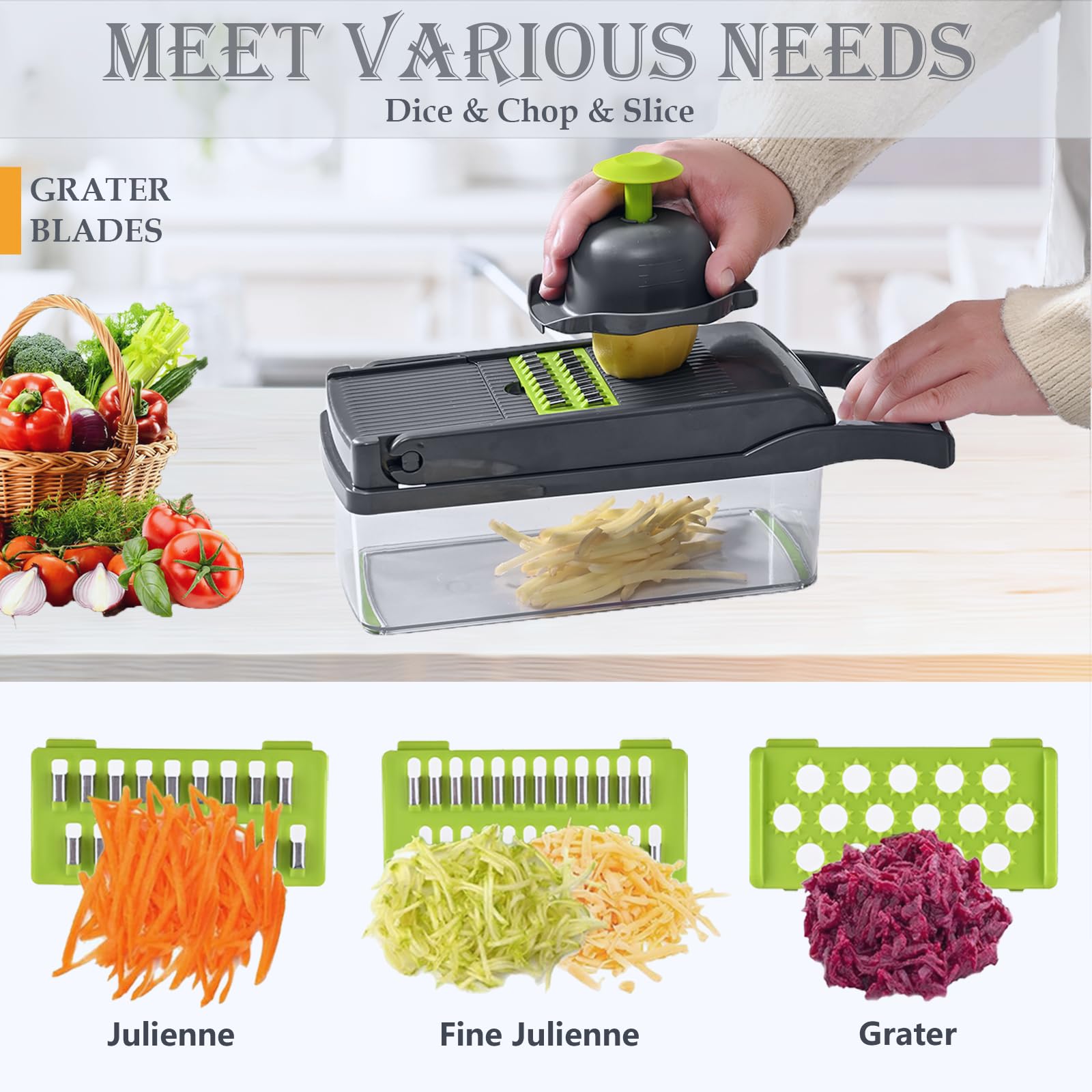 Dewpeton chopper cutting tomatoes into container, demonstrates fast safe prep