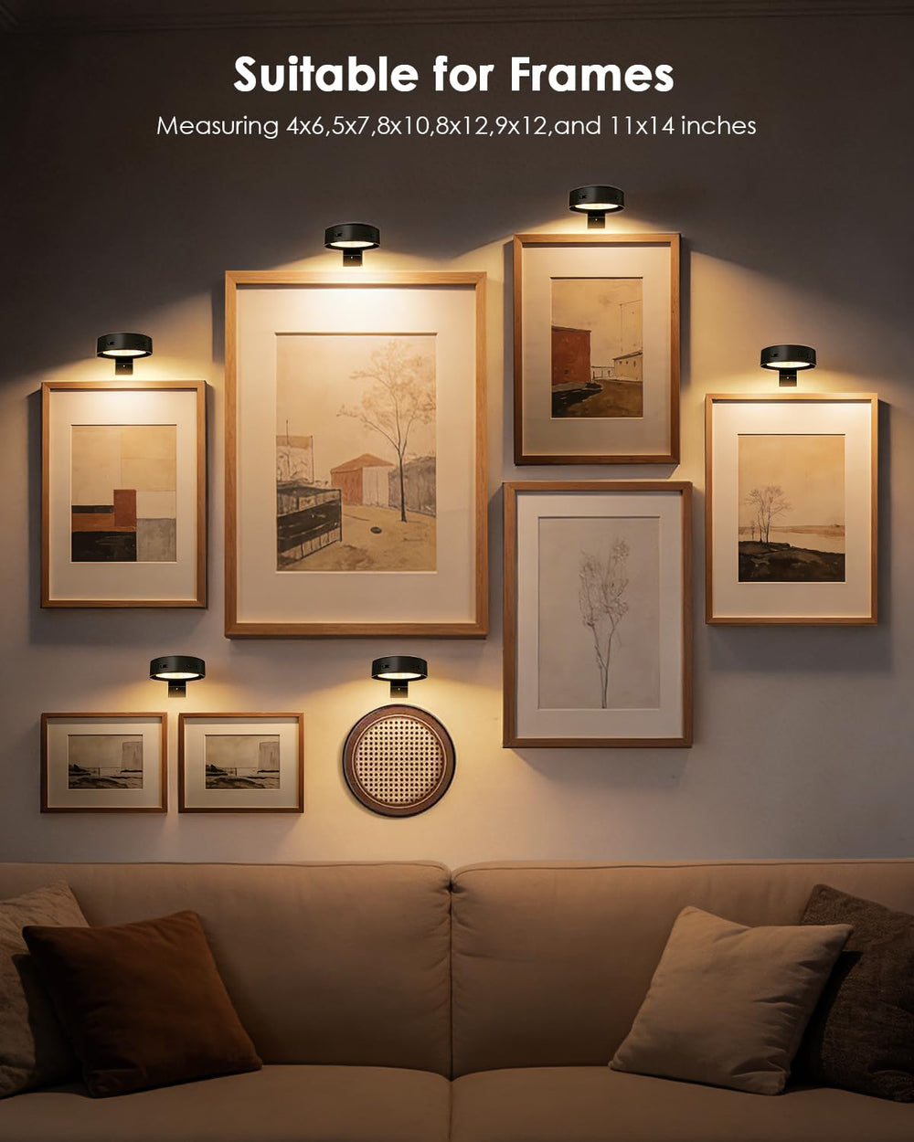 DGFINE picture light beside 8x10 frame showing compact scale