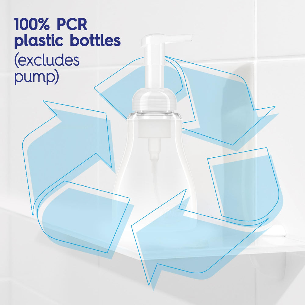 Dial bottle on bathroom counter conveying gentle daily use