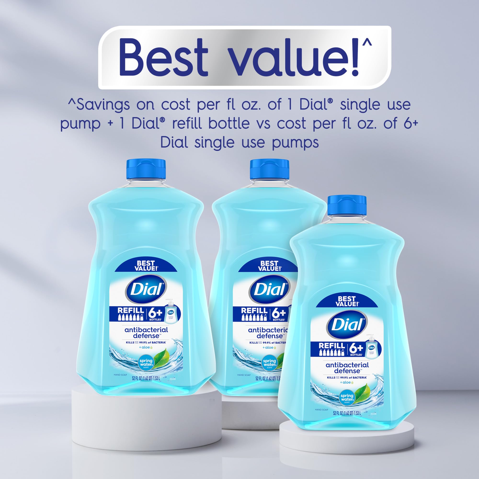 Dial bottle label detail showing ingredients and antibacterial benefit