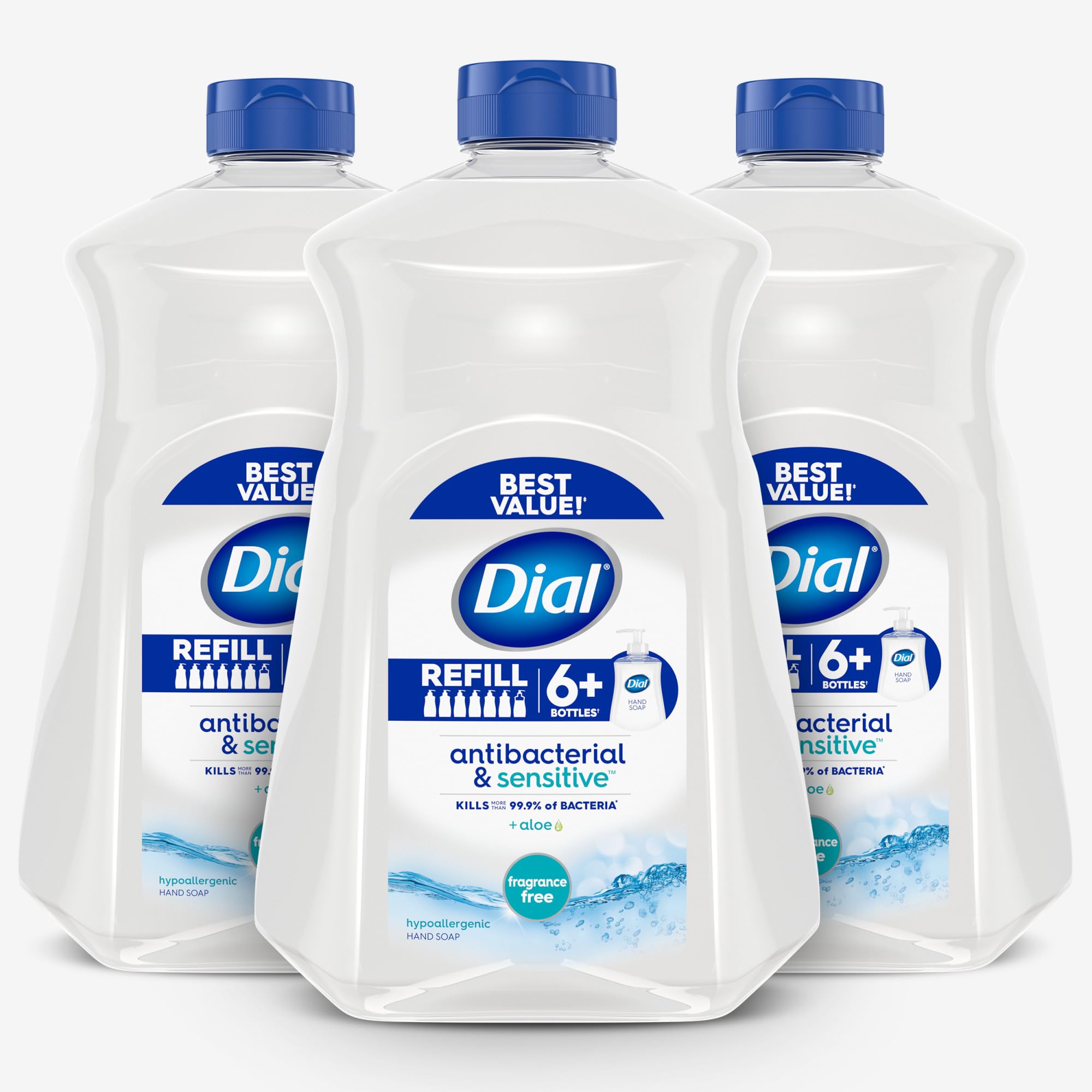 Dial front packaging showing fragrance free refill and long-lasting supply