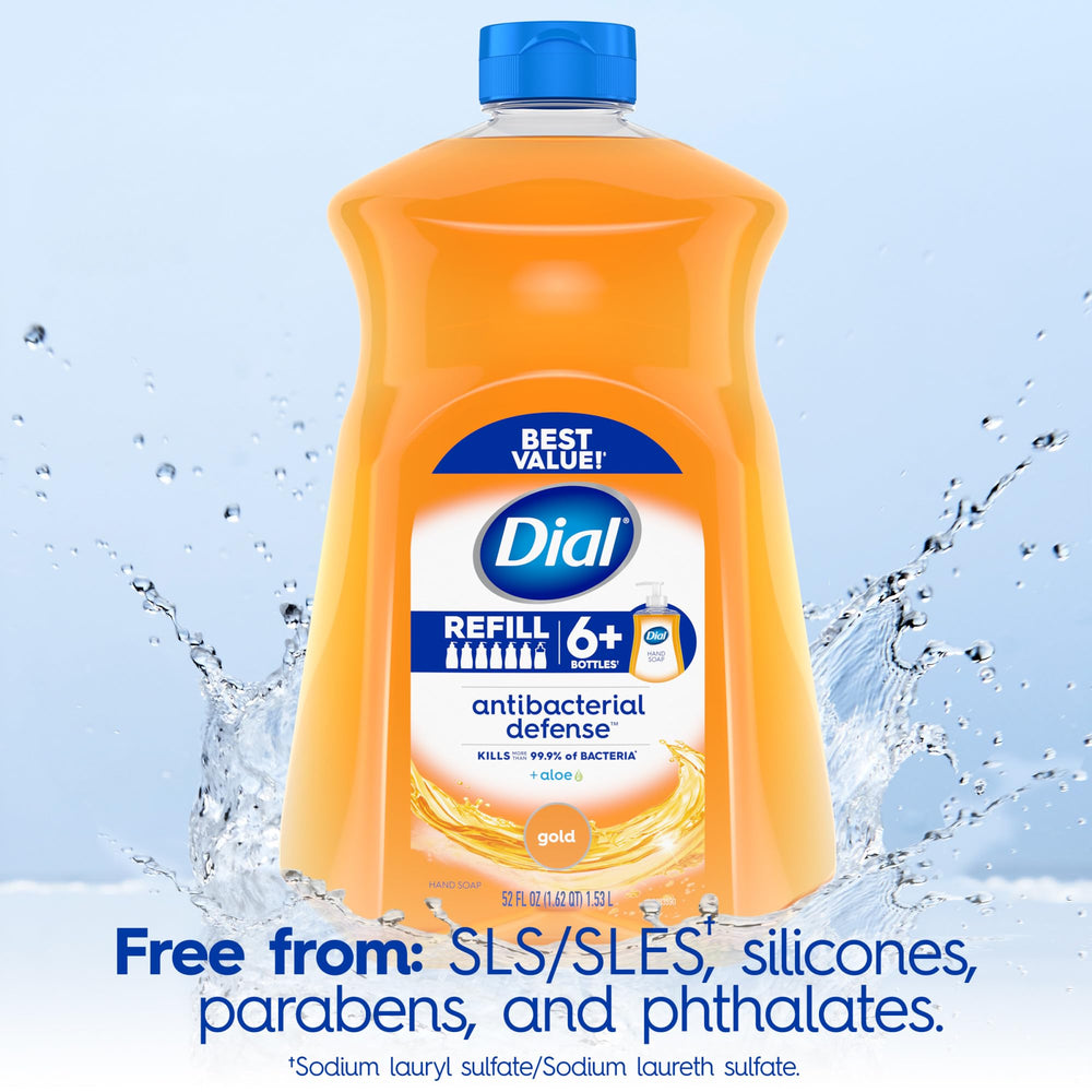 Close-up of recyclable symbol on Dial bottle, signals sustainable packaging benefit