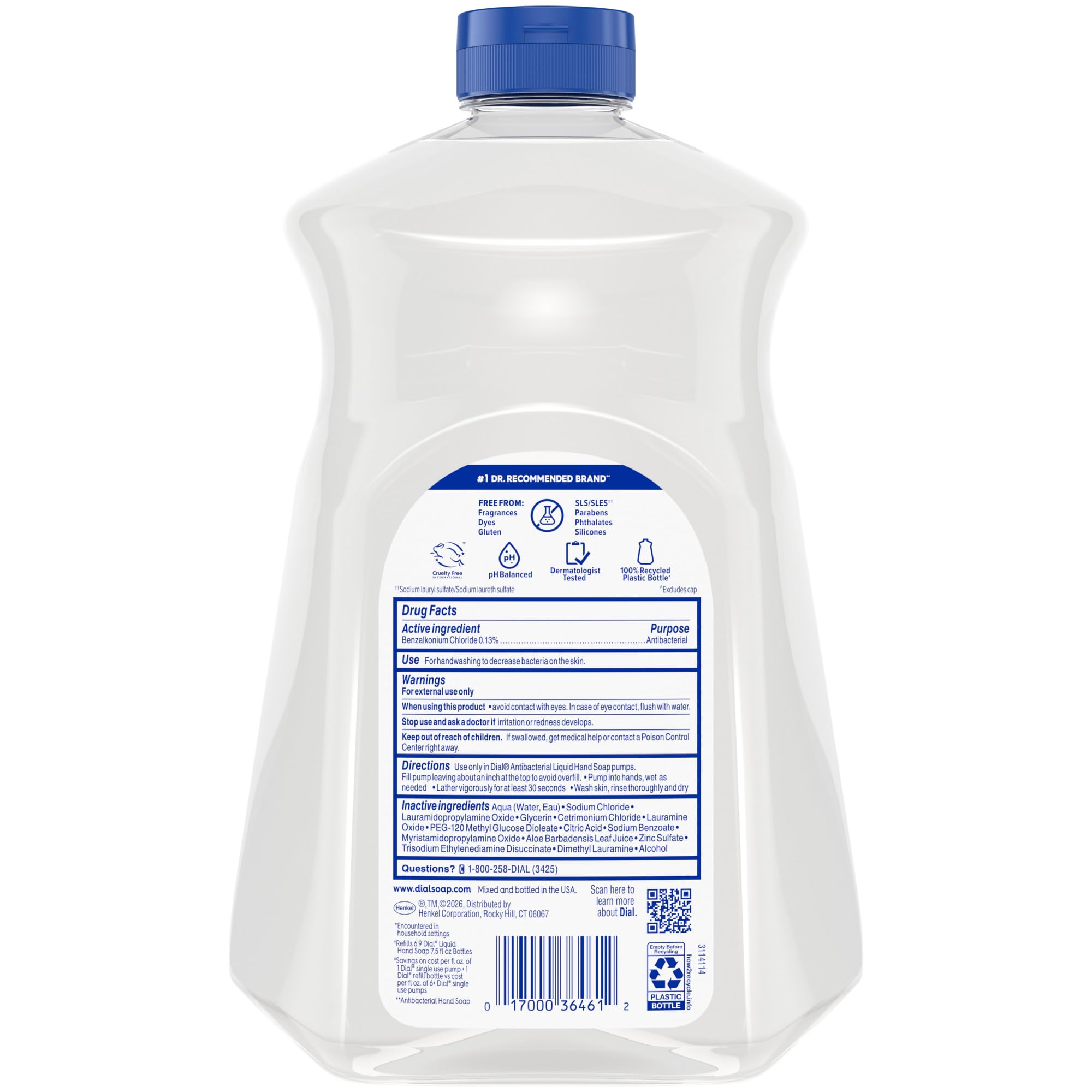 Dial label focused on ingredient list and GreenCircle certifications for eco benefits