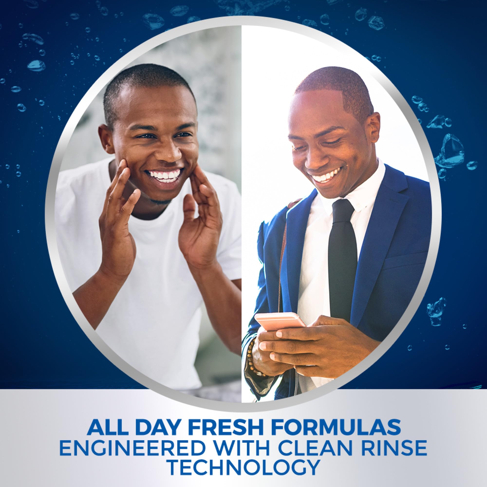 Dial men pouring lather into palm demonstrating rich suds and quick coverage
