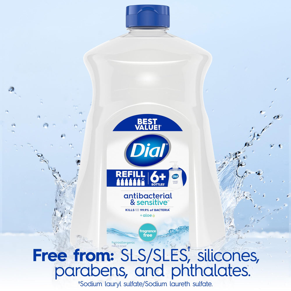 Dial next to a 7.5 fl oz bottle illustrating how many refills one bottle provides