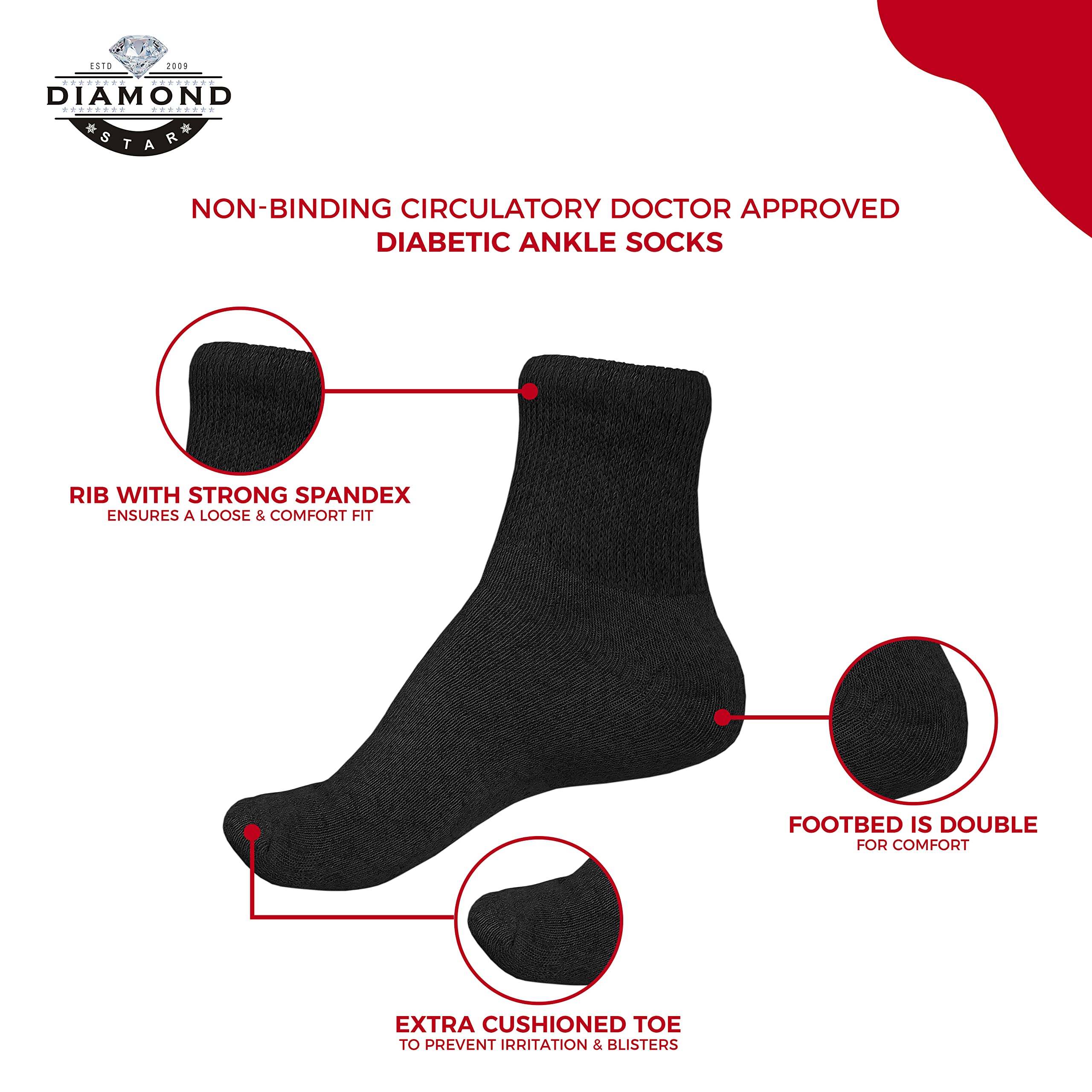 Diamond Star sock worn in shoe demonstrating low-profile ankle fit