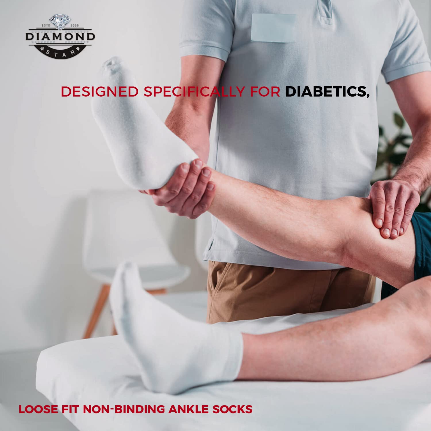 Diamond Star lifestyle shot wearing socks with casual shoes for everyday comfort