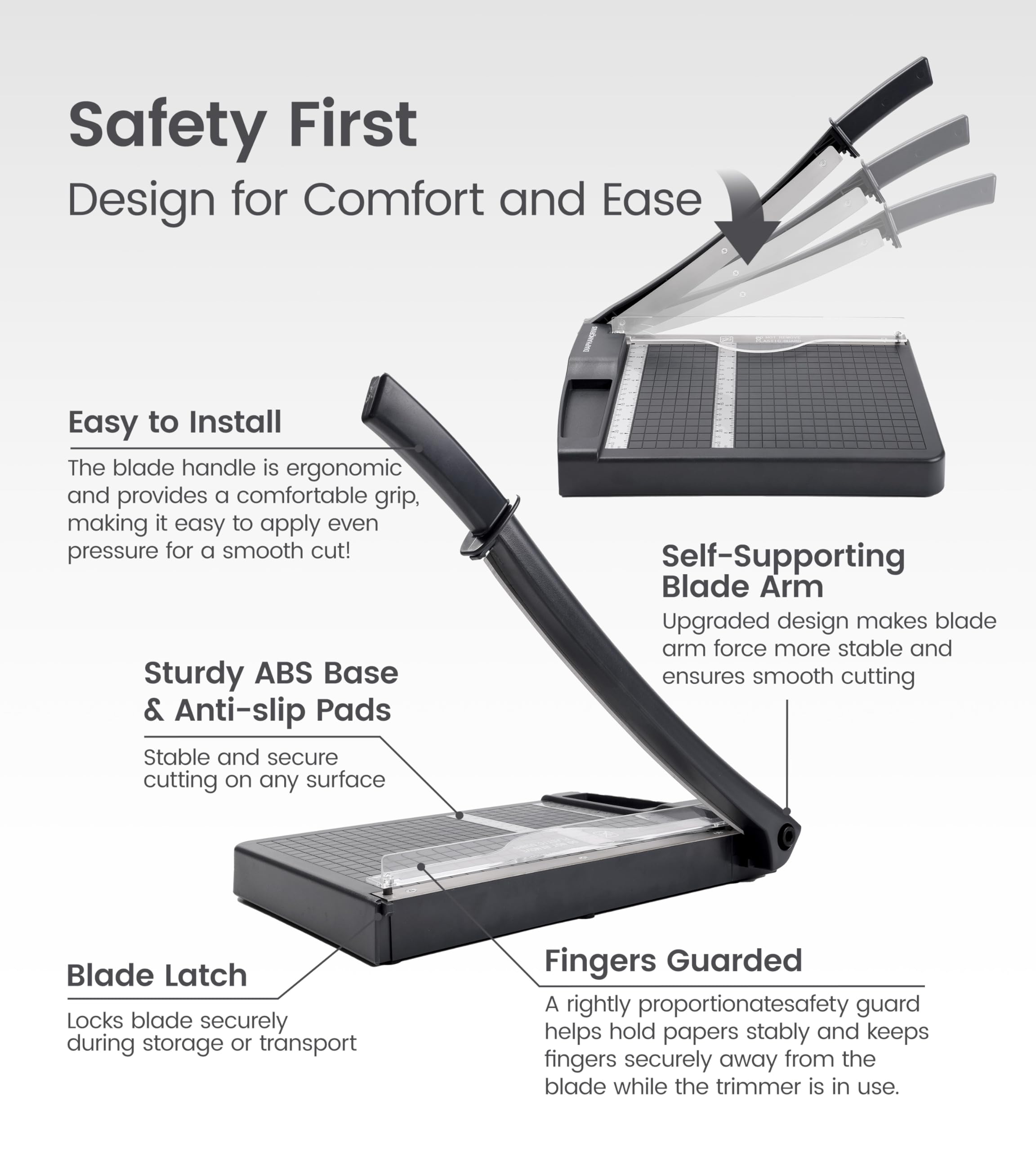DIAPHANORNIS ergonomic handle close-up reducing hand fatigue benefit
