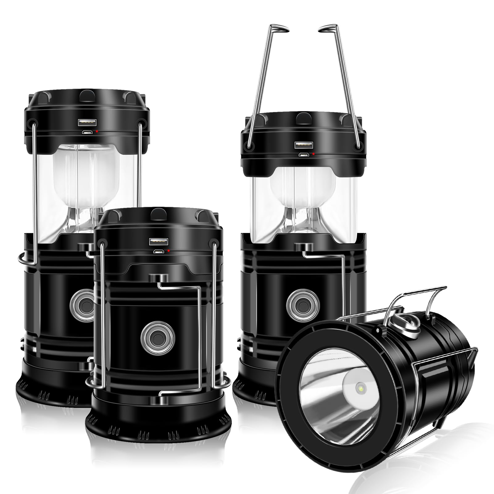 DIBMS front view of four packed lanterns showing compact storage and convenience