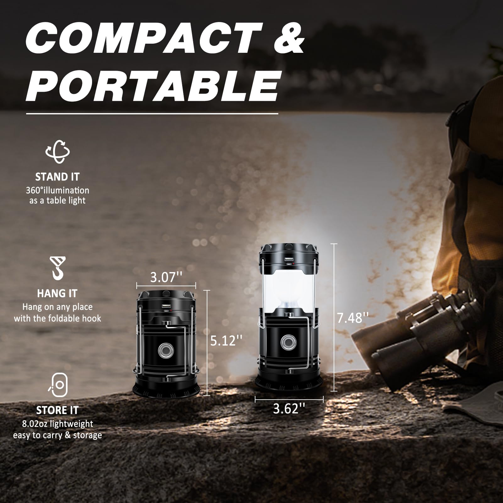 DIBMS lantern held in hand to show actual size and easy transportability