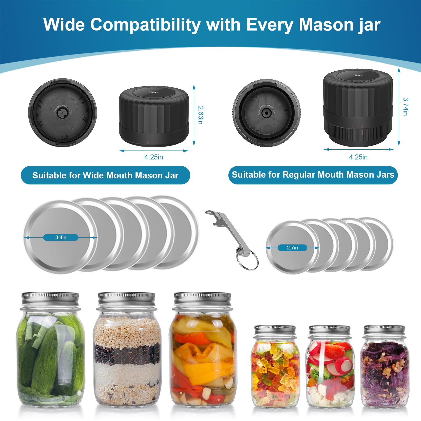 Dicorain VP06+ vacuuming a mason jar in a kitchen, preserving pantry items
