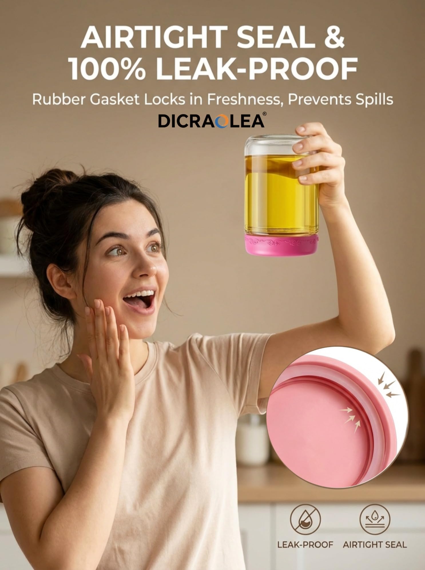 DicraoLea jar filled with layered parfait showing easy meal visibility