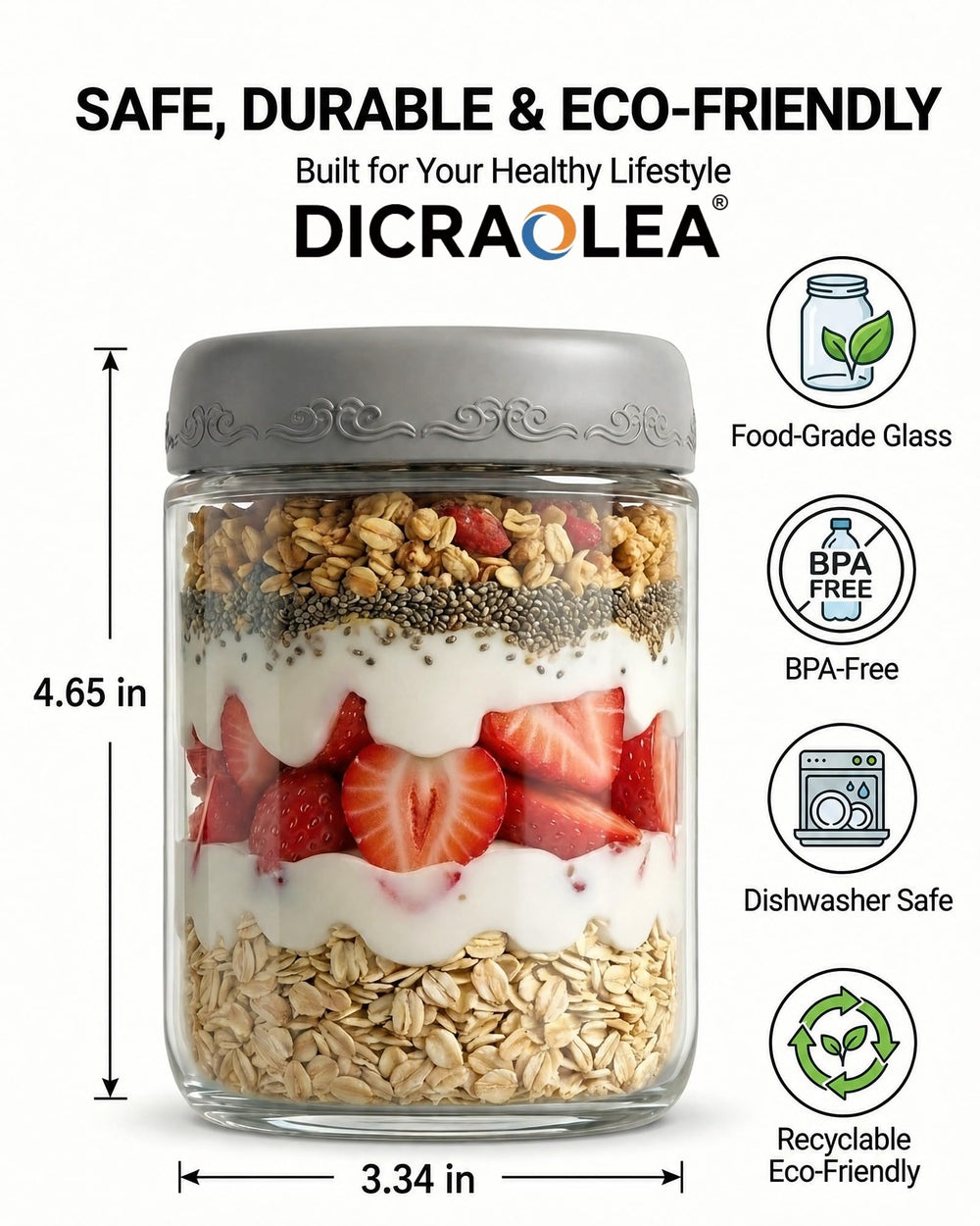 DicraoLea silicone lid close-up showing airtight seal for spill prevention