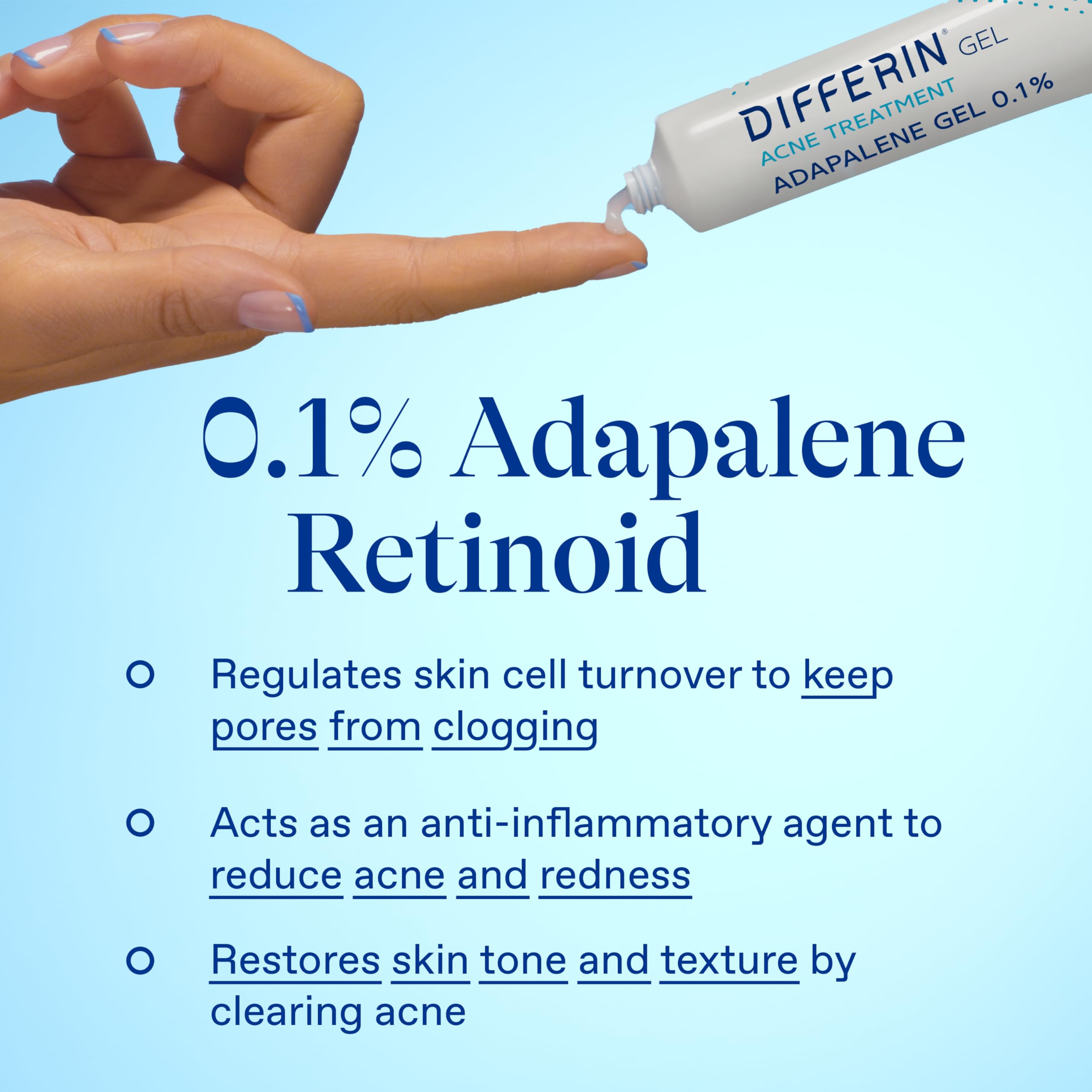 Differin tube beside cleanser and moisturizer suggesting routine compatibility