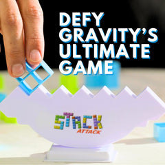 DiFFY TOYS AND GAMES family playing Stack Attack demonstrating lively gameplay