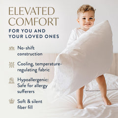 Digital Decor pillows styled on bed to show real-life cooling comfort and aesthetic