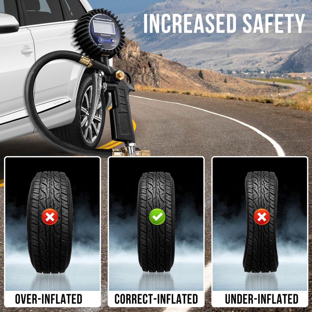 DigitPro rubber hose and air chuck detail for secure valve sealing
