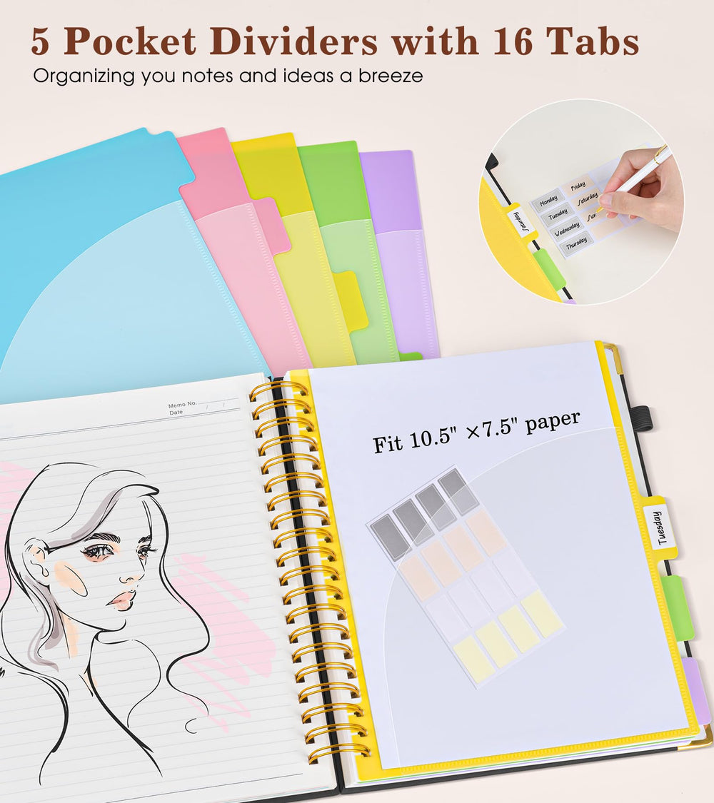 dilitego removable dividers and pockets keeping receipts and notes tidy