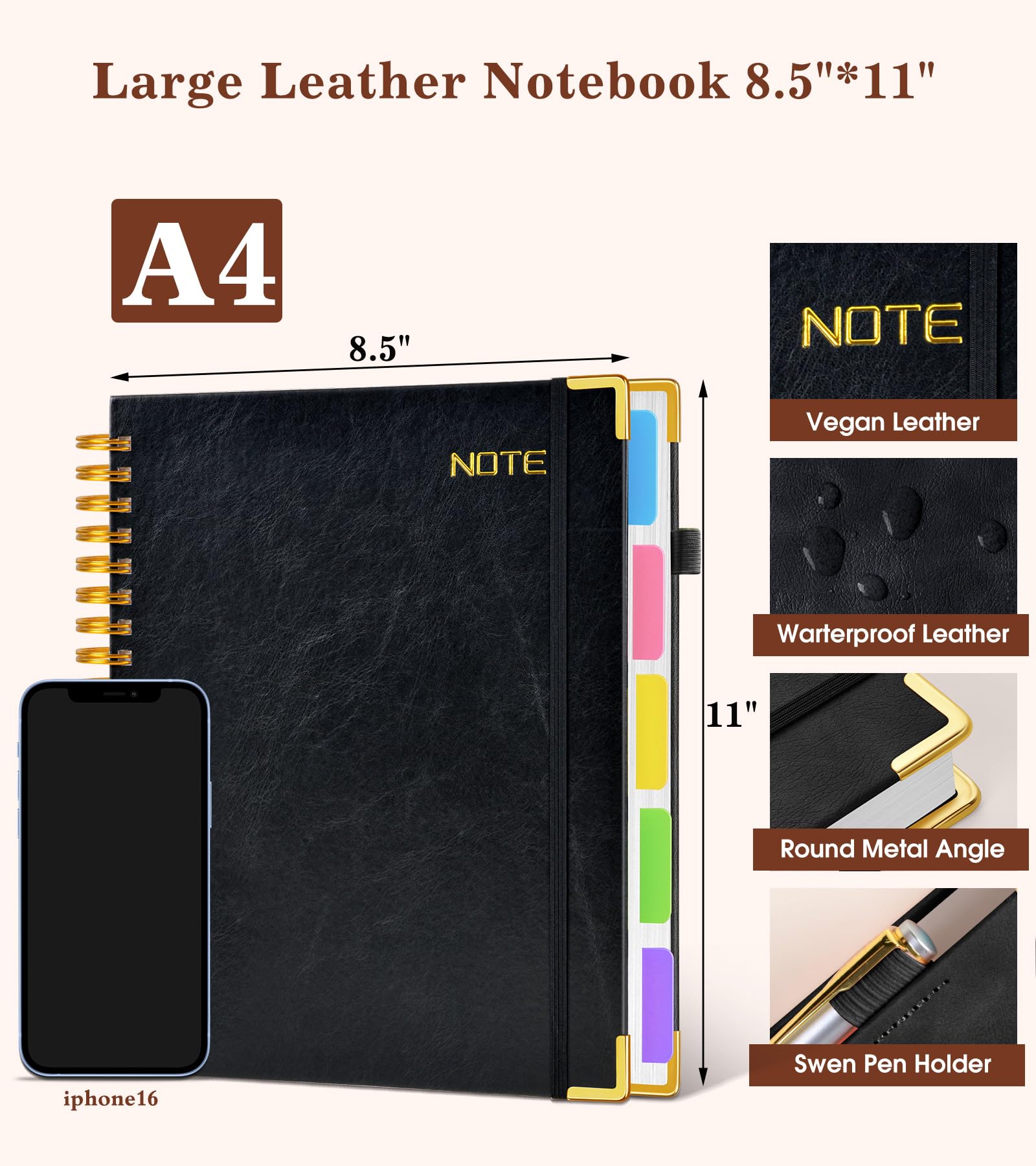 dilitego closeup of textured leather cover highlighting water-resistant finish