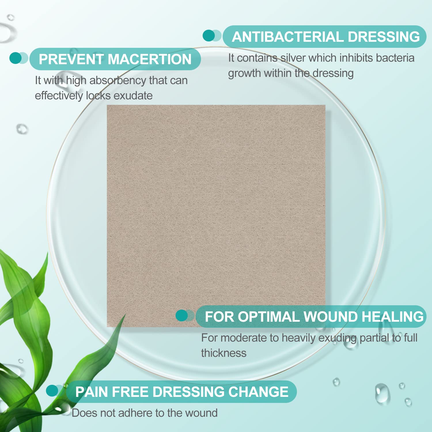 Dimora pad texture close-up showing alginate fibers and soft absorbent surface for comfort