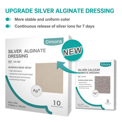 Dimora sterile sachet opened to reveal a single packaged alginate pad for ready use