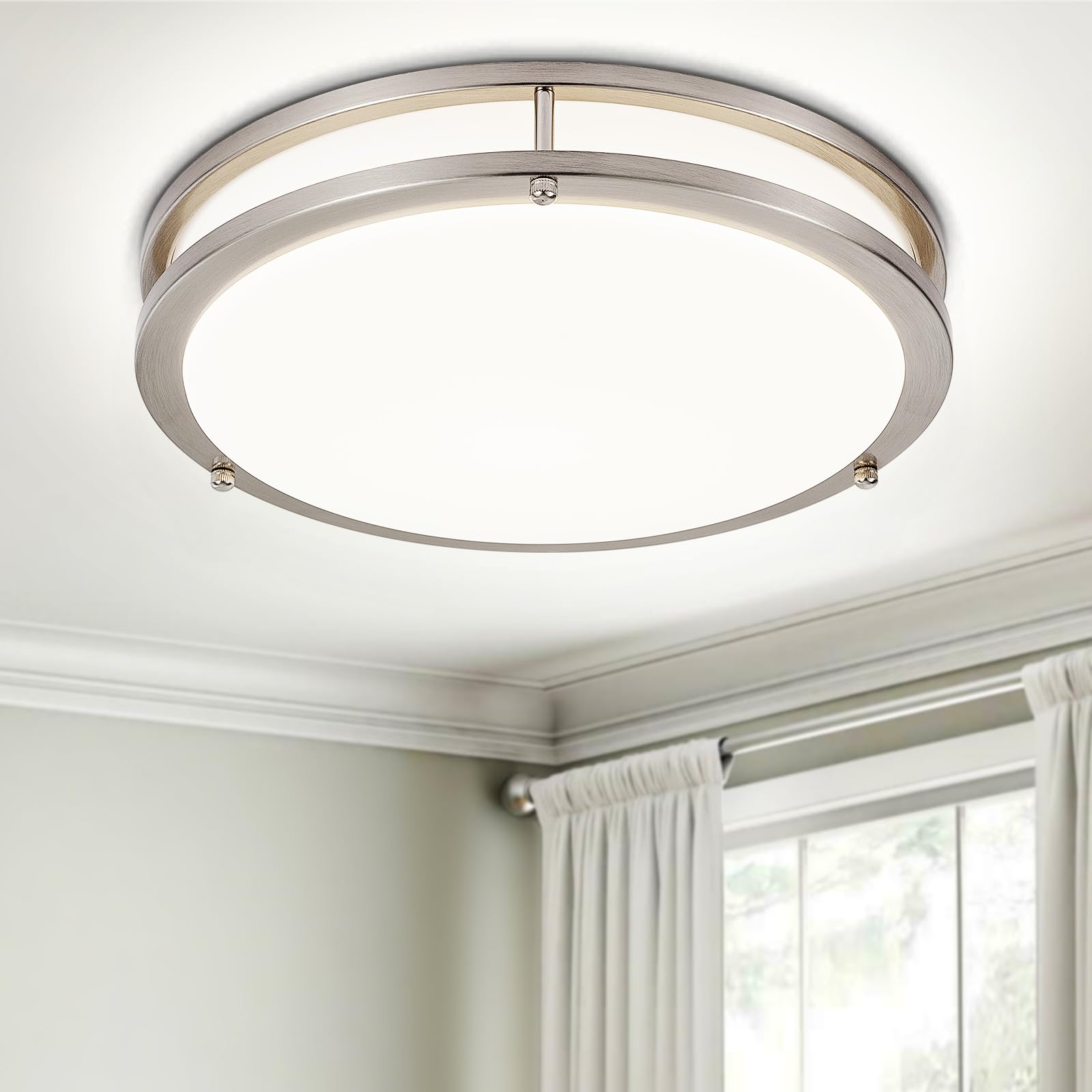 DINGLILIGHTING front view of flush mount showing sleek profile and bright output