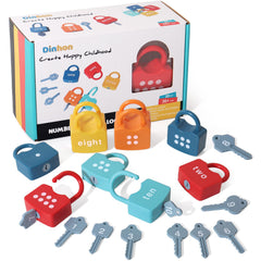 Dinhon front view of numbered locks showing colorful, durable faces and clear digits