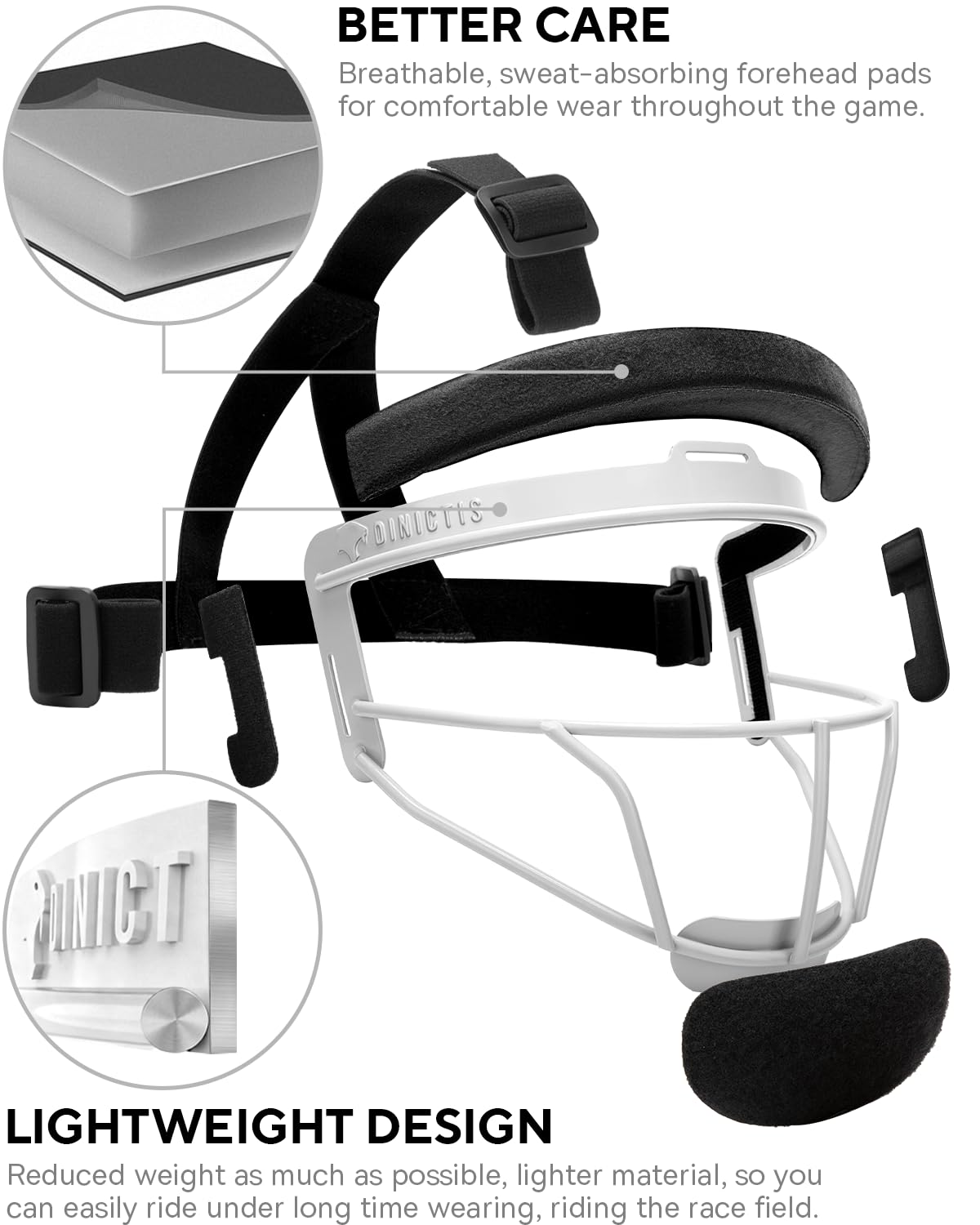 Dinictis padded lining and chin cup delivering comfort and secure fit