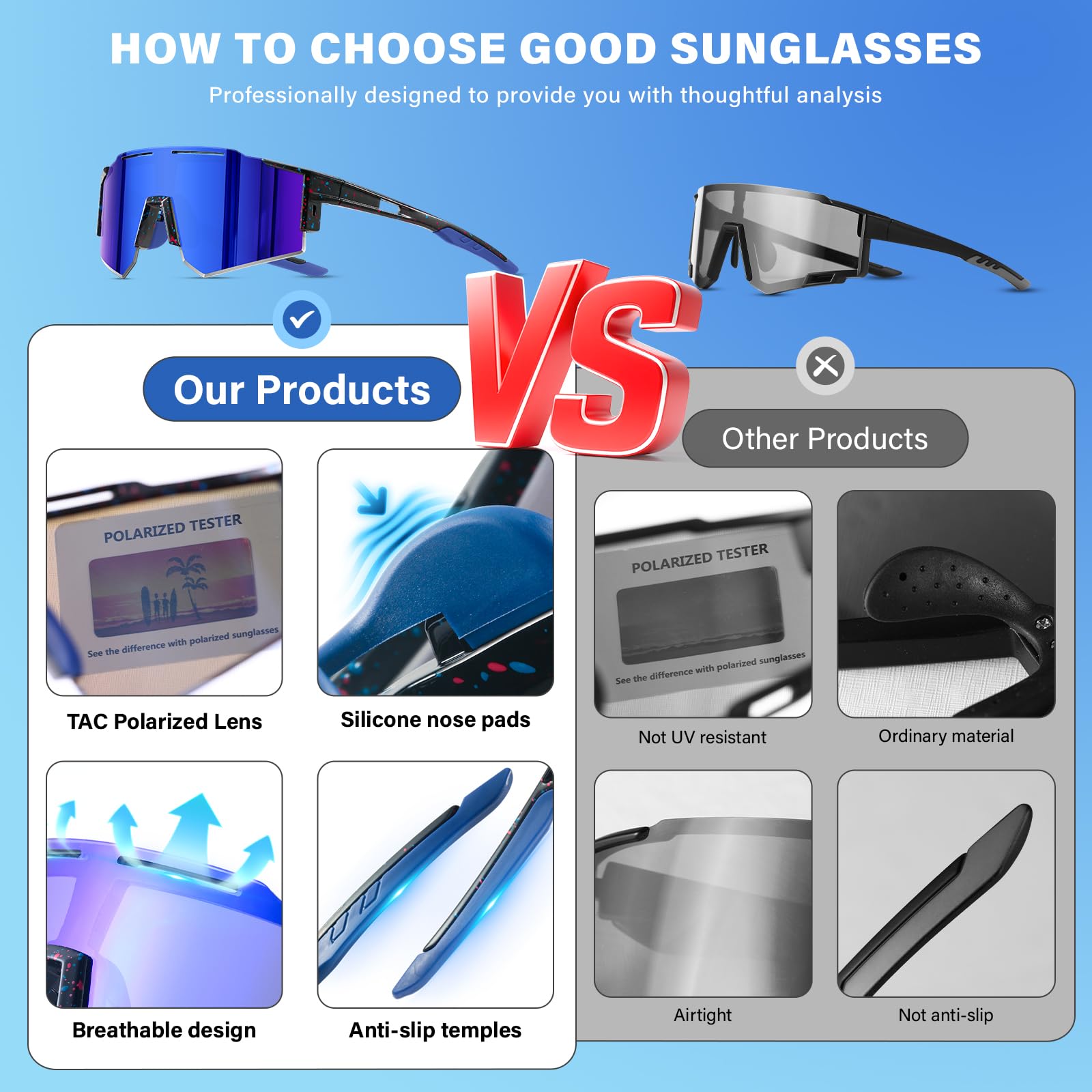 DioKiw close-up of polarized lens reducing glare for clearer vision