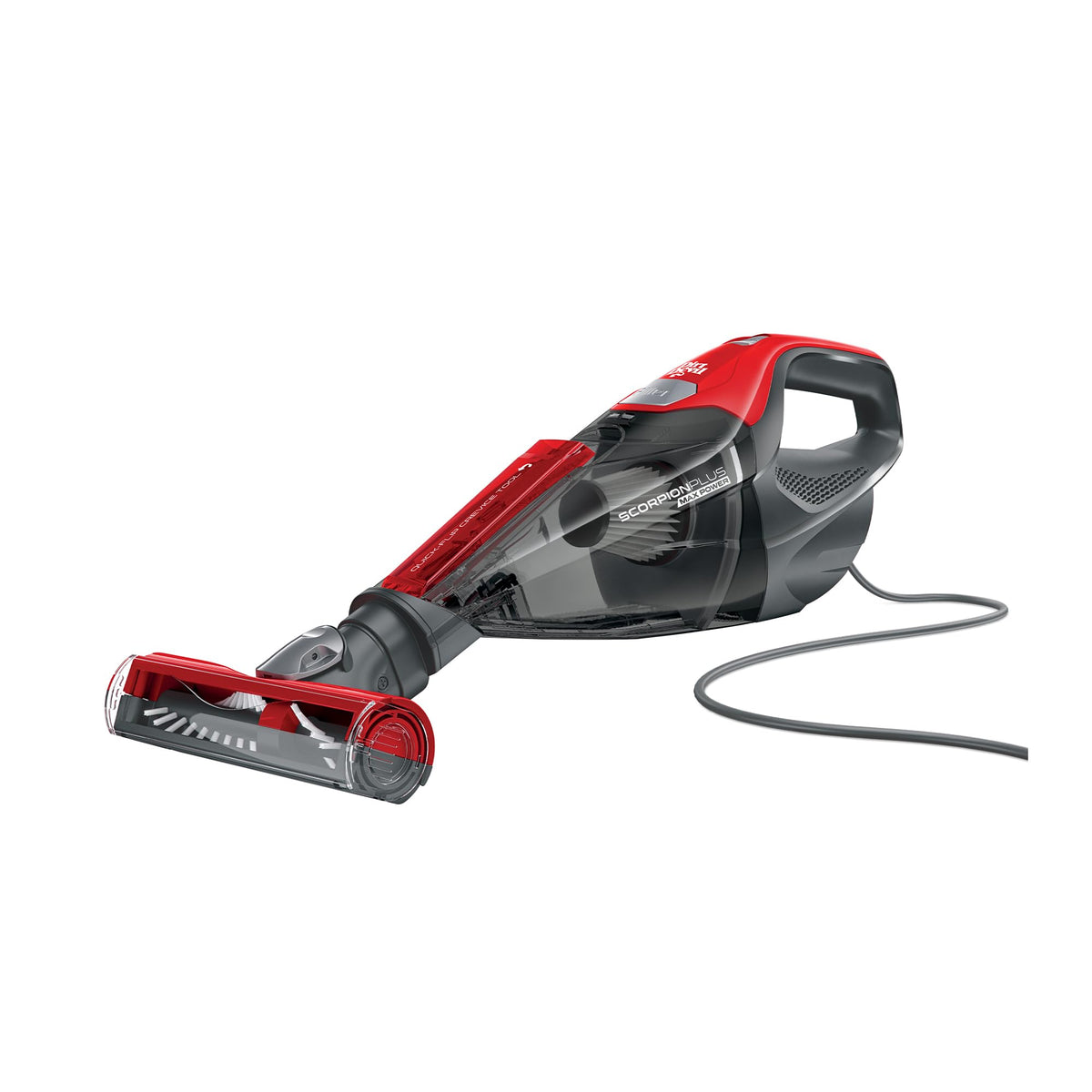Dirt Devil Scorpion Plus front view showing compact design and easy grip for quick cleanups