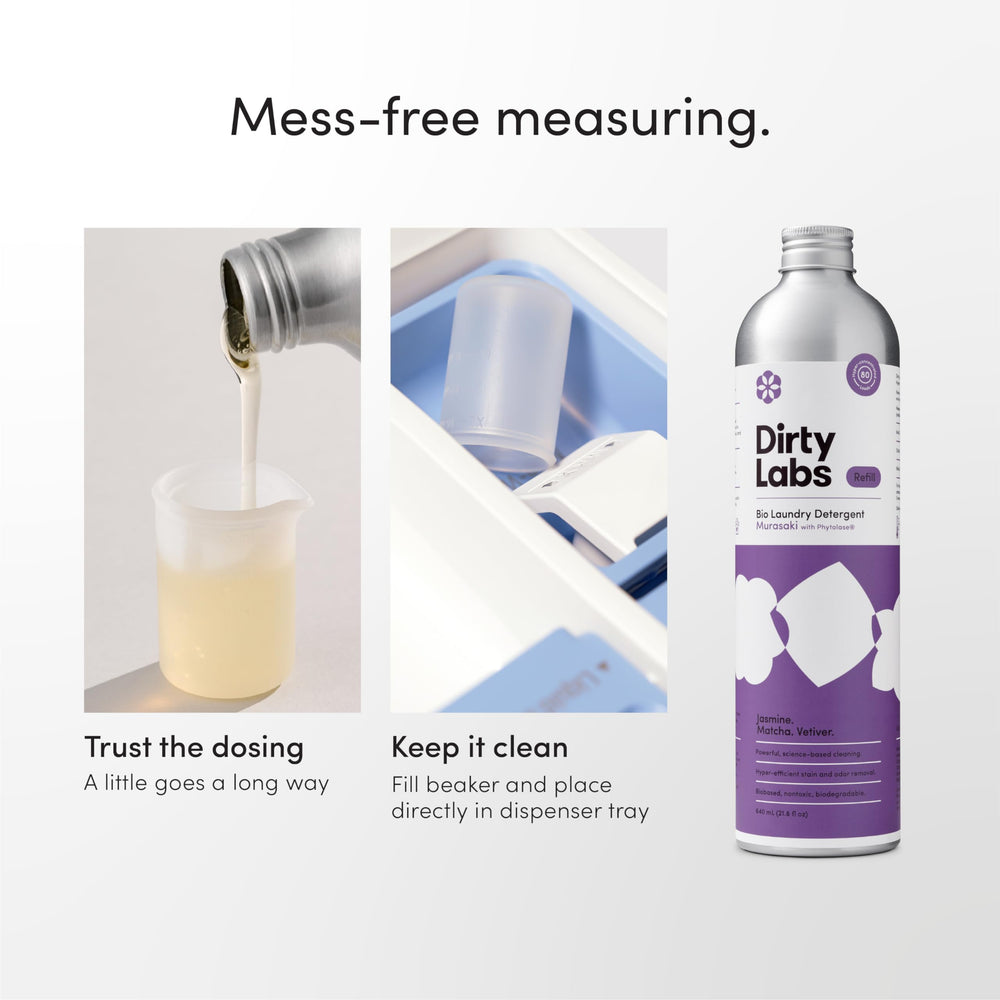 Dirty Labs prewash stain demonstration on fabric showing targeted stain removal benefit