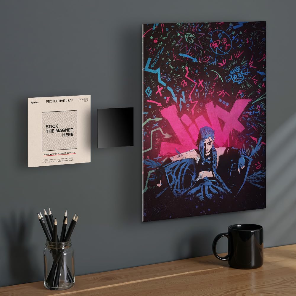 Displate close-up of adhesive leaf texture demonstrating secure wall bond