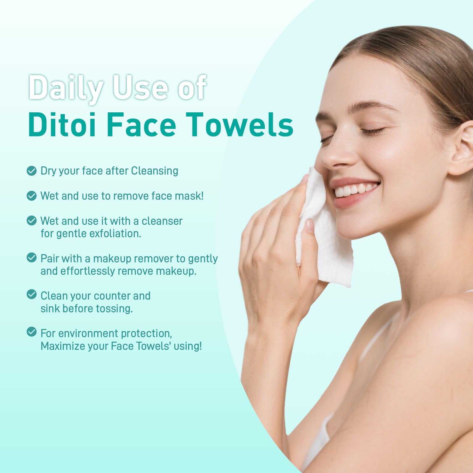 Ditoi close-up smooth side texture for gentle skin wiping benefit