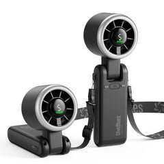 Diveblues front view of handheld turbo fan showing compact design and portability