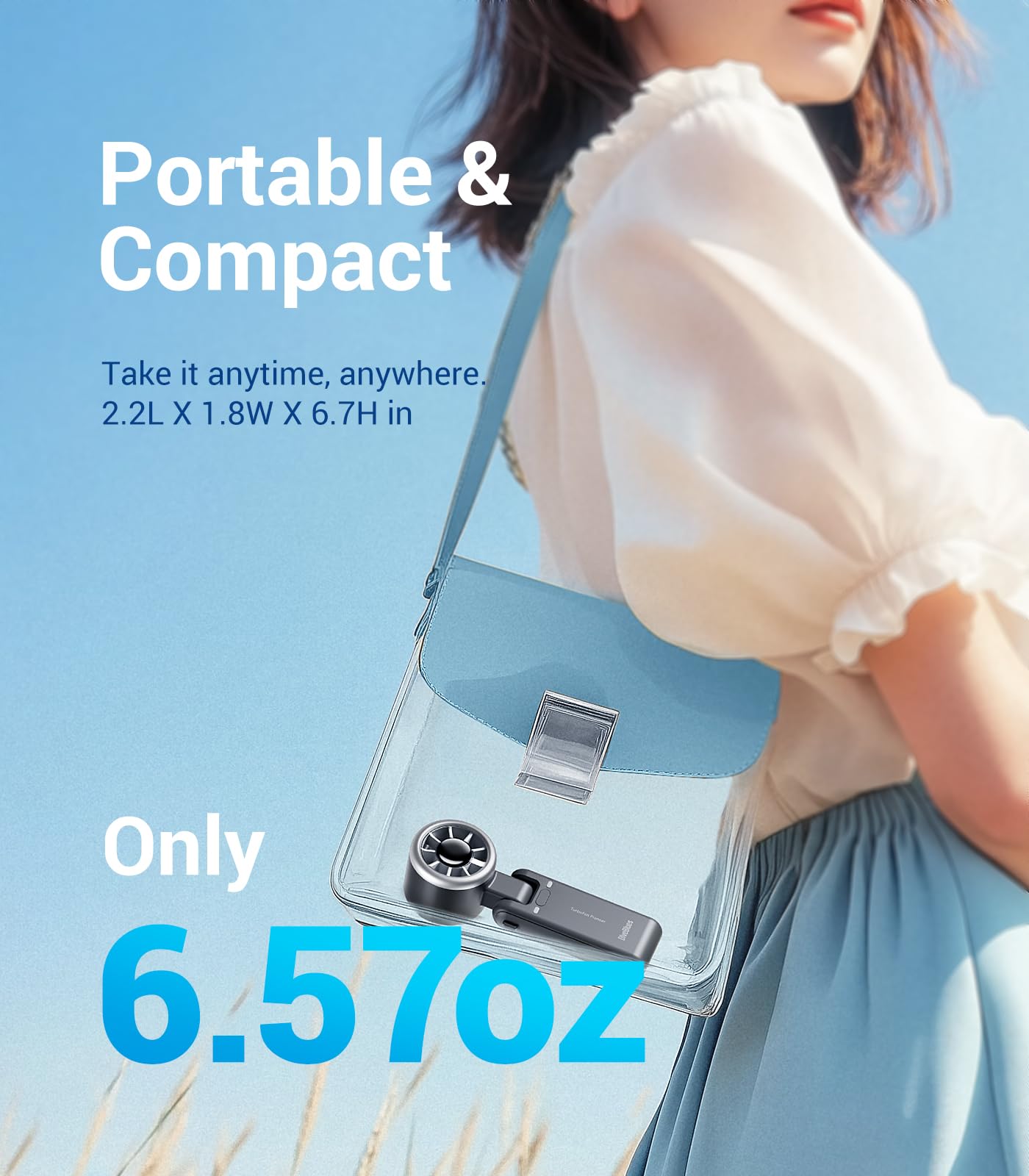 Diveblues held in hand for size comparison demonstrating pocketable convenience