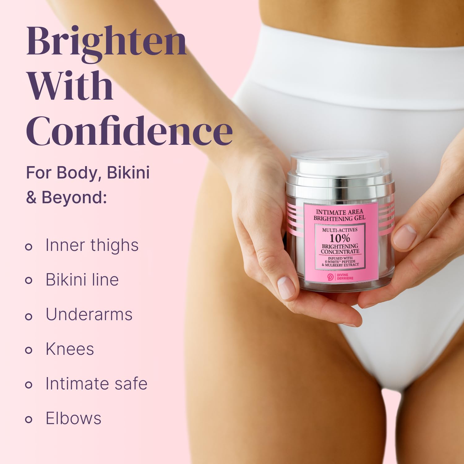 Divine Derriere applied to underarm showing gentle brightening effect