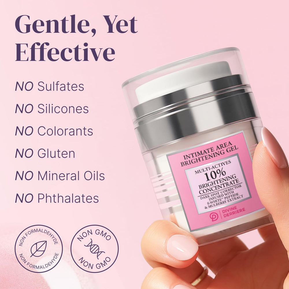 Divine Derriere ingredient label closeup listing plant-based brighteners