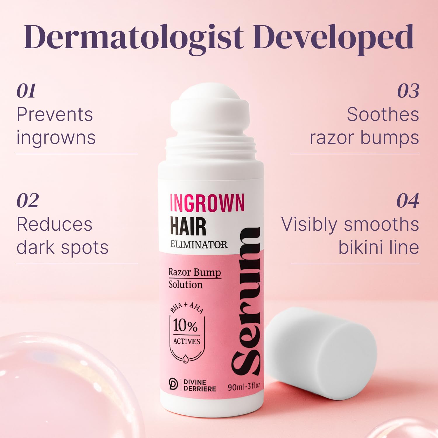 Divine Derriere roll-on tip close-up for precise, mess-free application