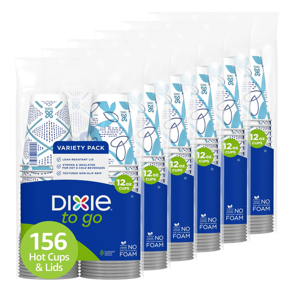 Dixie front packaging showing 156-count convenience and value