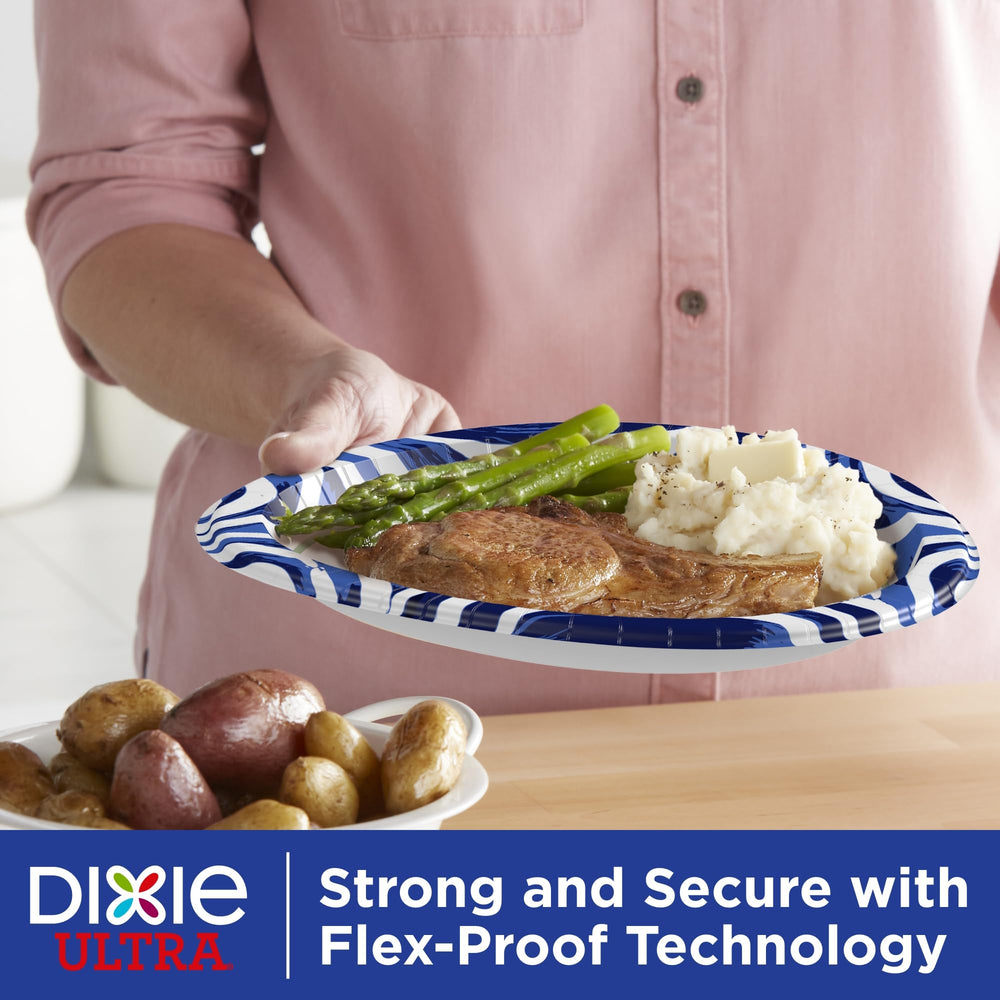 Dixie Ultra plate holding steak and sides showing meal support