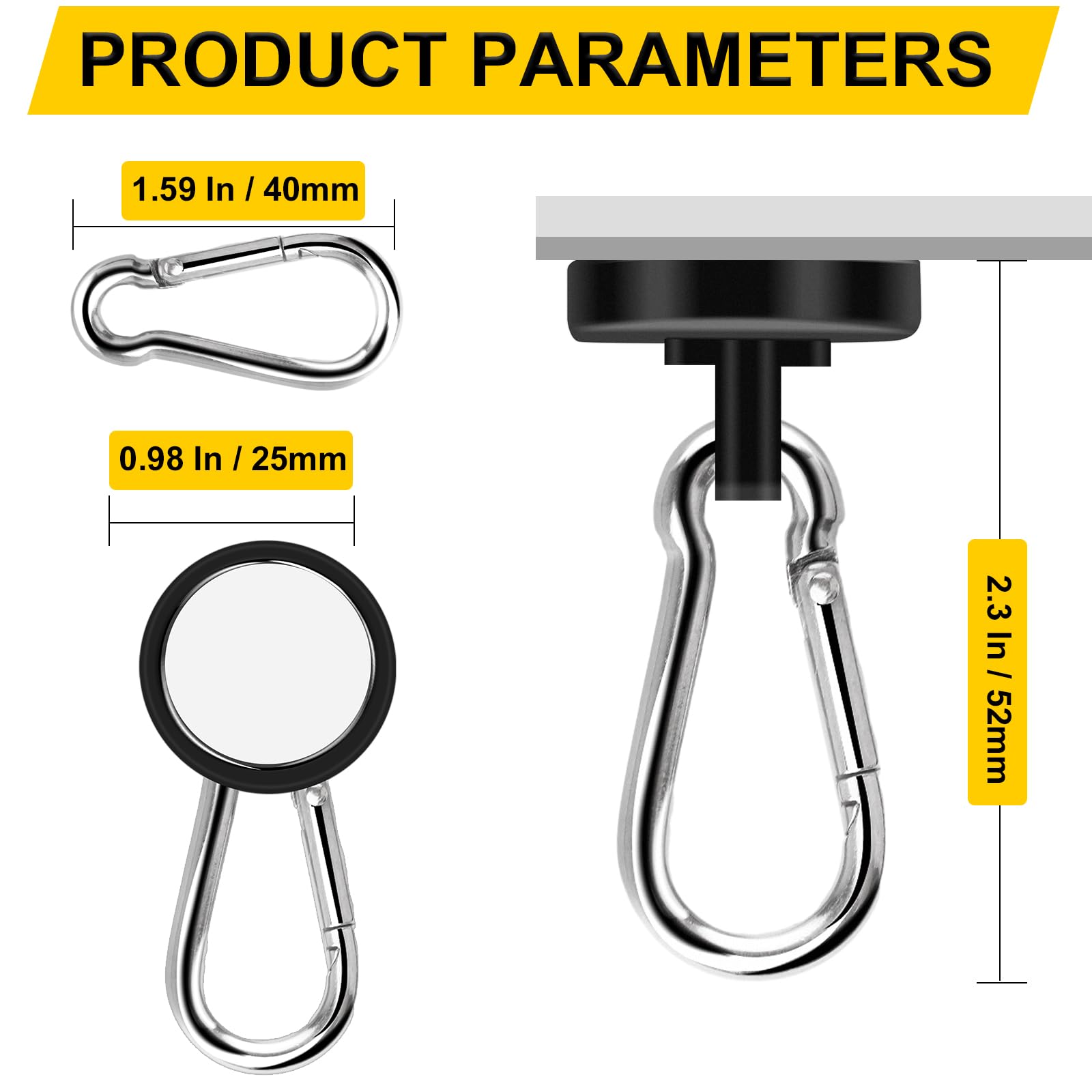 DIYMAG magnetic hook close detail highlighting neodymium magnet and corrosion resistance benefit