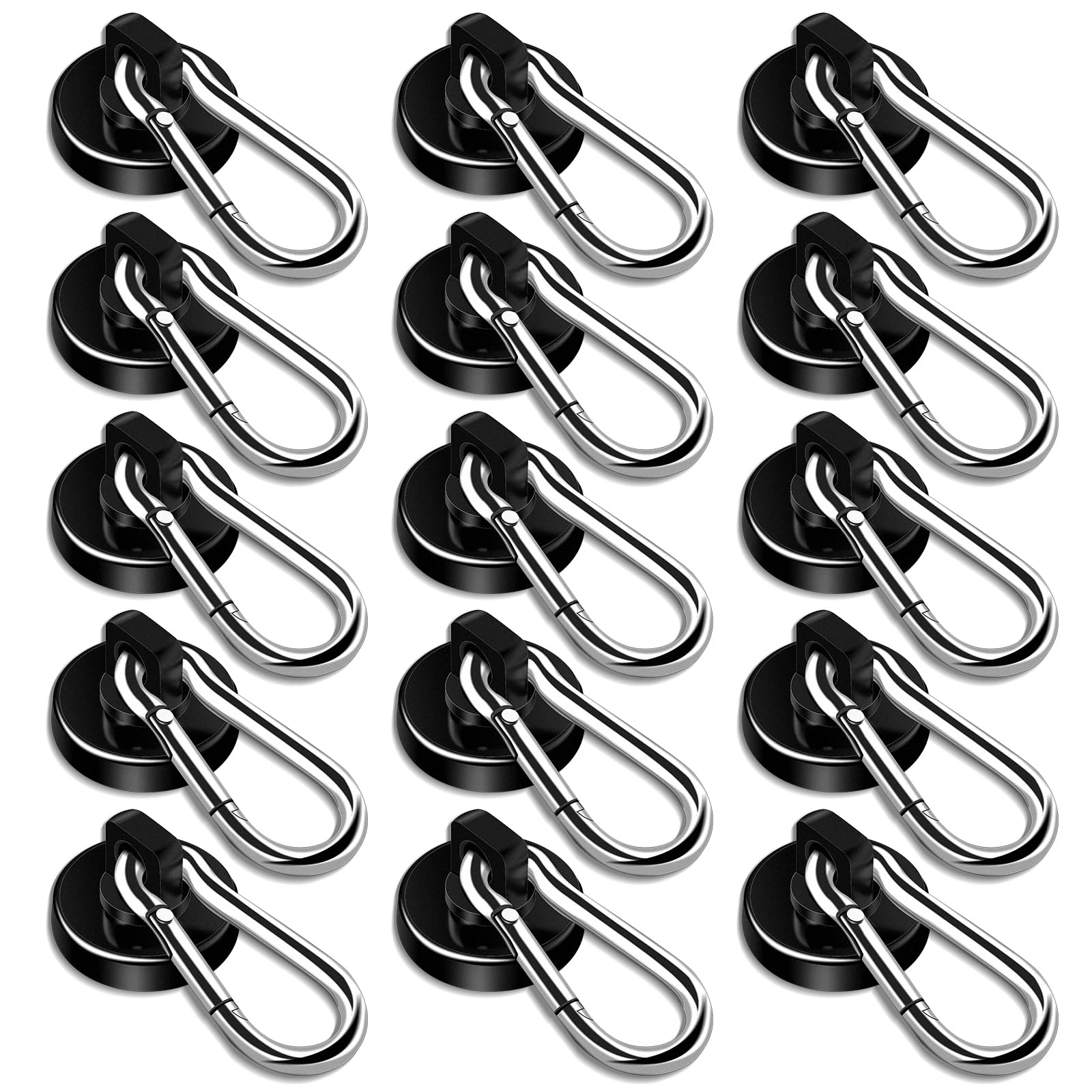 DIYMAG magnetic hooks front view showing compact black hooks and strong magnet benefit