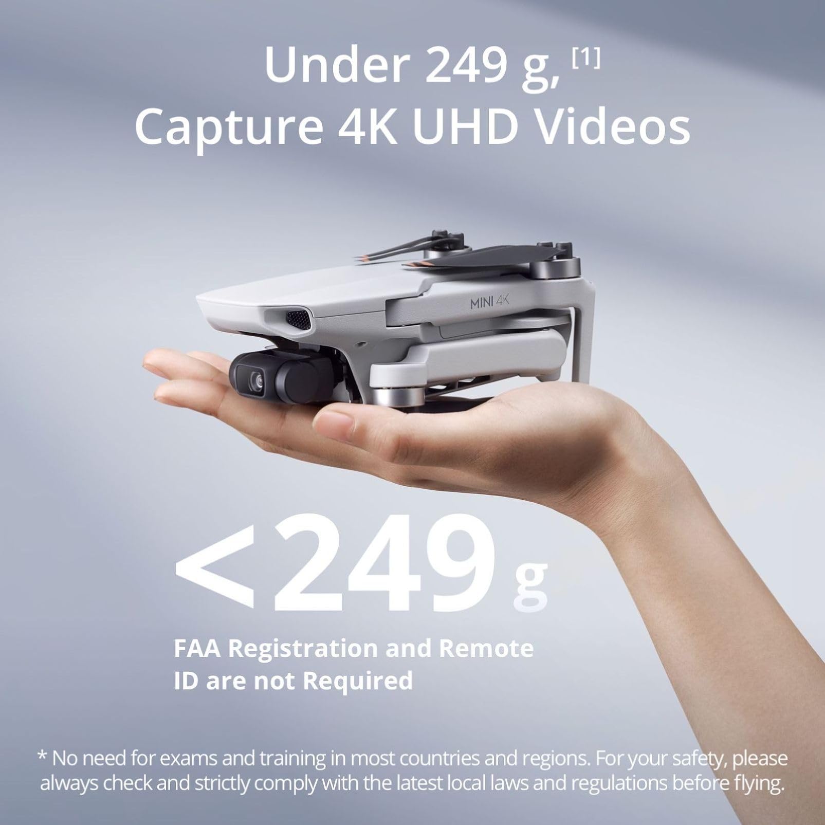 DJI Mini 4K three-axis gimbal close-up showing stabilized camera benefit