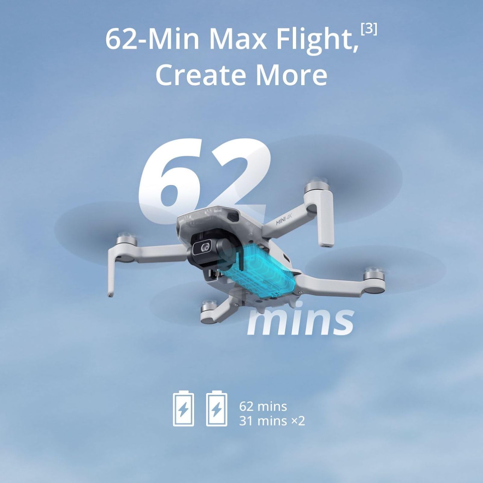 DJI Mini 4K batteries and accessories laid out for extended flight sessions