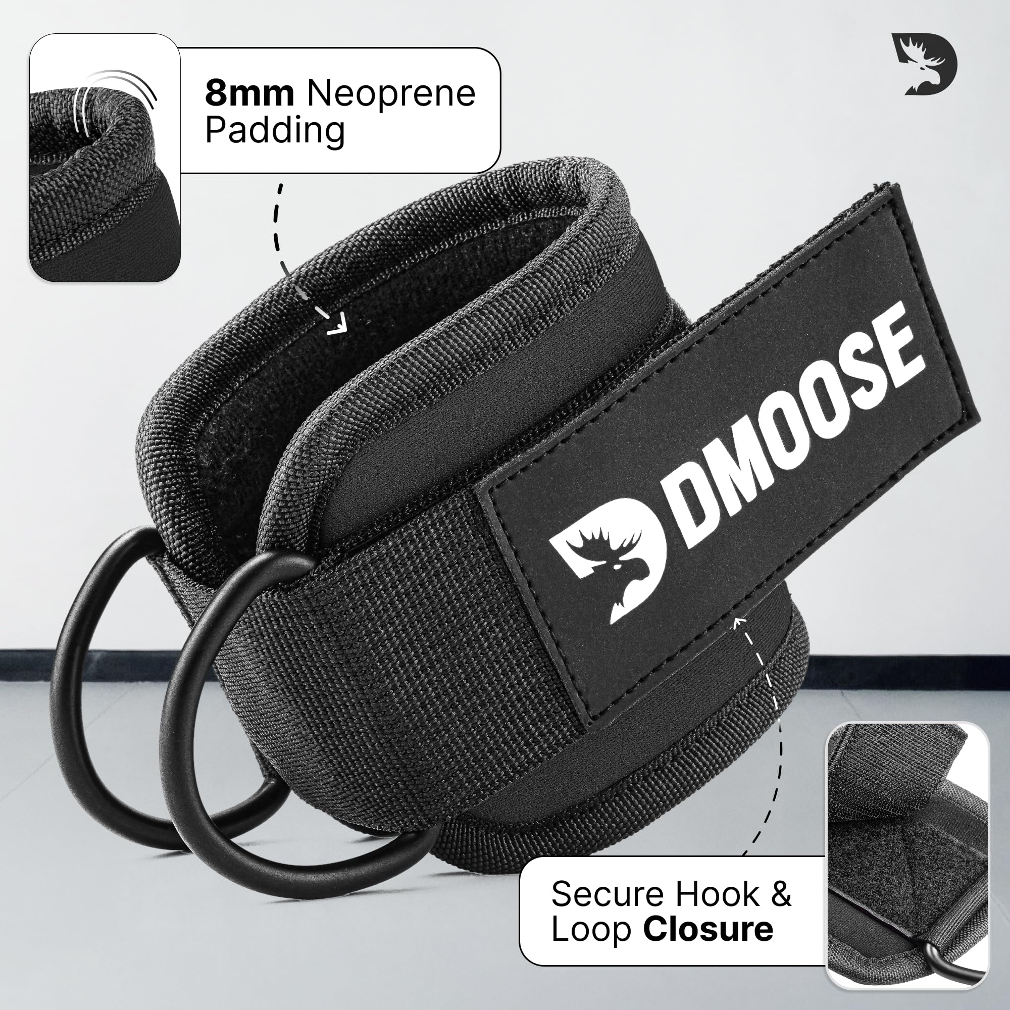 DMoose stainless steel D-ring detail for rust-resistant secure connection