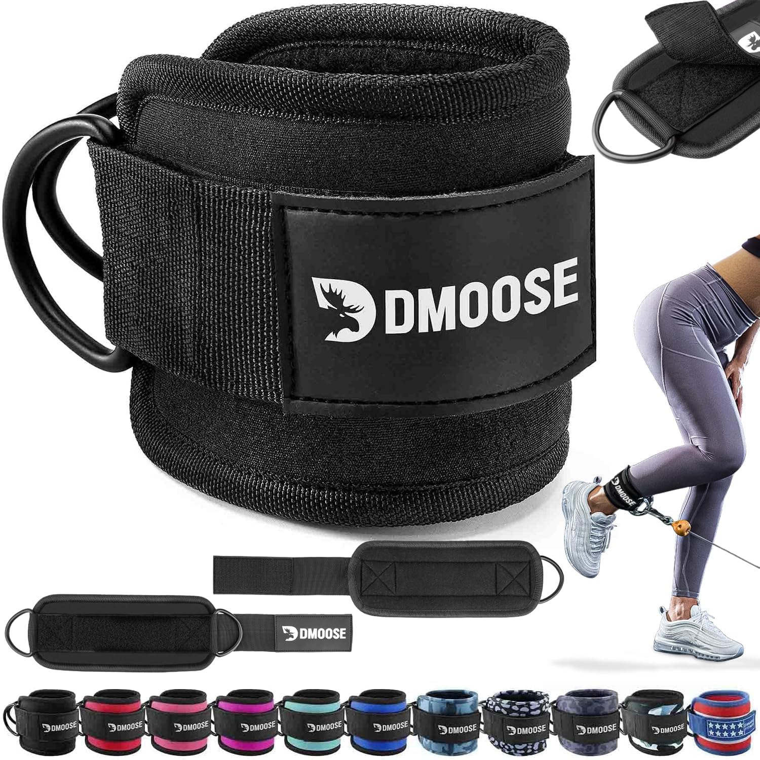 DMoose ankle strap front view showing secure fit and sleek look