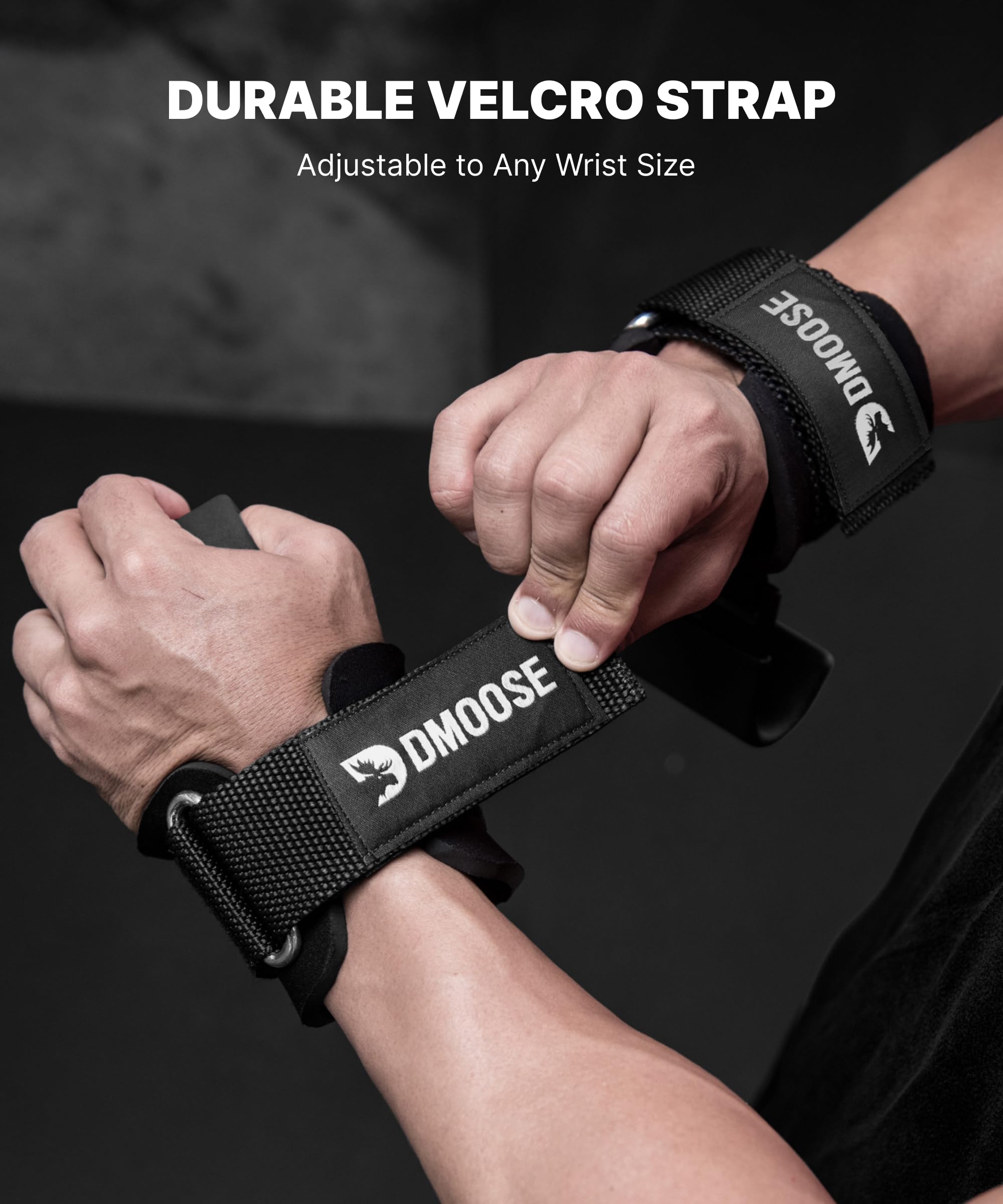 DMoose Fitness hooks beside a hand for size and scale reassurance
