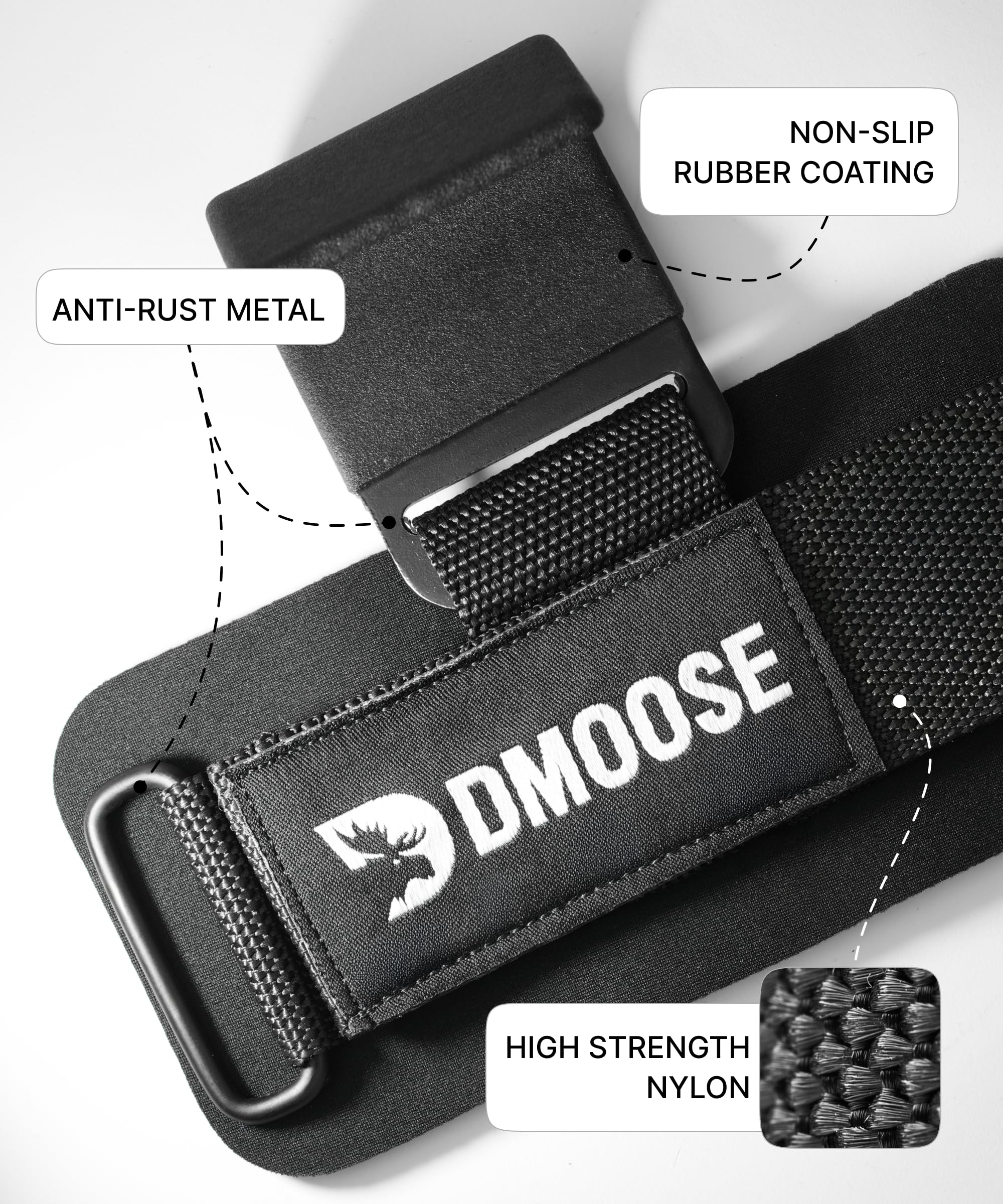 DMoose Fitness detailed textured hook surface for a secure non-slip grip