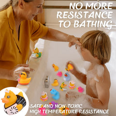 Dmsky rubber duck floating in bath showing safe play use